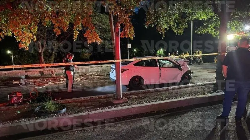 $!Muere conductor tras estrellarse contra una palmera en el Malecón Viejo de Culiacán