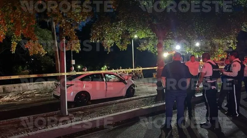 $!Muere conductor tras estrellarse contra una palmera en el Malecón Viejo de Culiacán