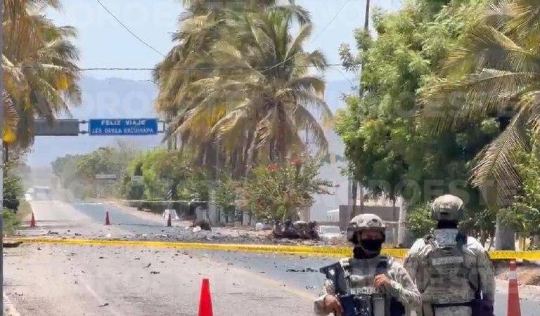 Personal militar mantiene la zona bajo vigilancia tras los hechos registrados durante la madrugada.