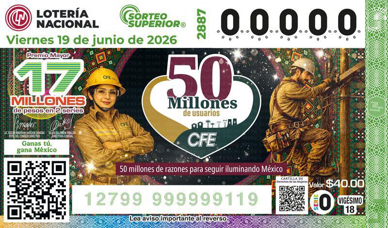 $!Llega la CFE a 50 millones de usuarios y la cifra es celebrada con billete y sorteo de Lotería Nacional