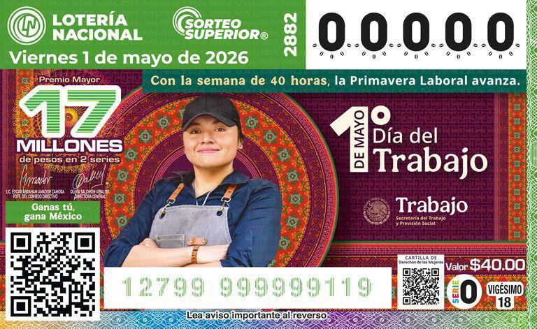 Presentan billete de Lotería por el Día del Trabajo, destaca avance en la jornada laboral de 40 horas a la semana