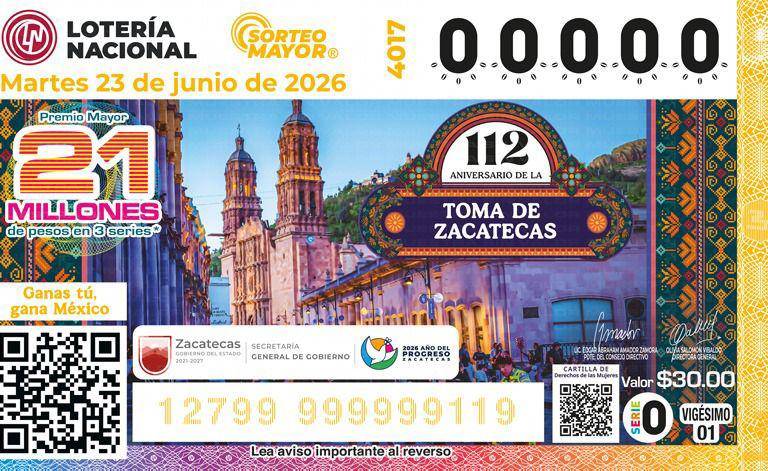 La Toma de Zacatecas, símbolo de lucha y resistencia, es conmemorada con Sorteo Mayor de Lotería Nacional en territorio