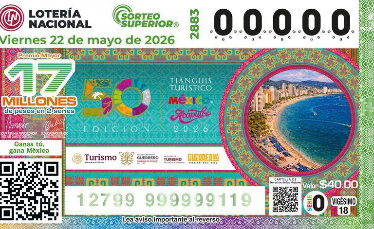 Billete conmemorativo de la Lotería Nacional enaltece el orgullo del Tianguis Turístico de México, por su 50 aniversario