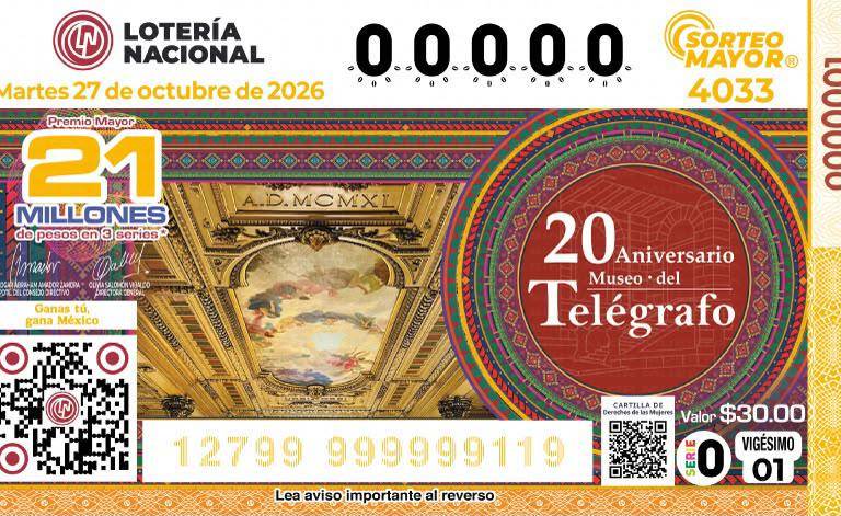Sorteo de Lotería Nacional celebró el cuarto aniversario de Financiera para el Bienestar y los 20 años del Museo del Telégrafo