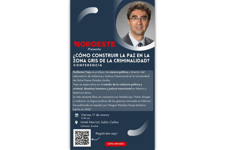 Guillermo Trejo, especialista en construcción de paz, alista charla en Culiacán