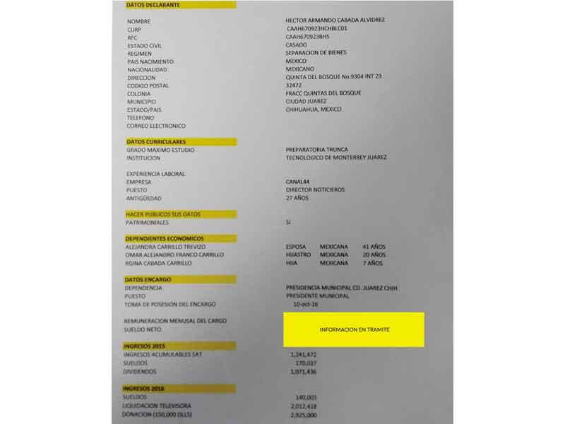 $!#ChihuahuaVerifica: Es falso que el candidato a diputado Armando Cabada tenga licenciatura, como reportó al INE