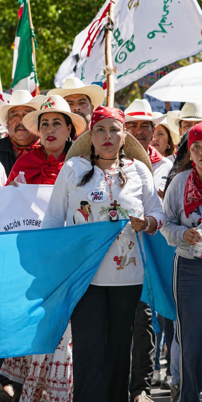 $!Melina Maldonado durante la manifestación del 7 de junio en Topolobampo.