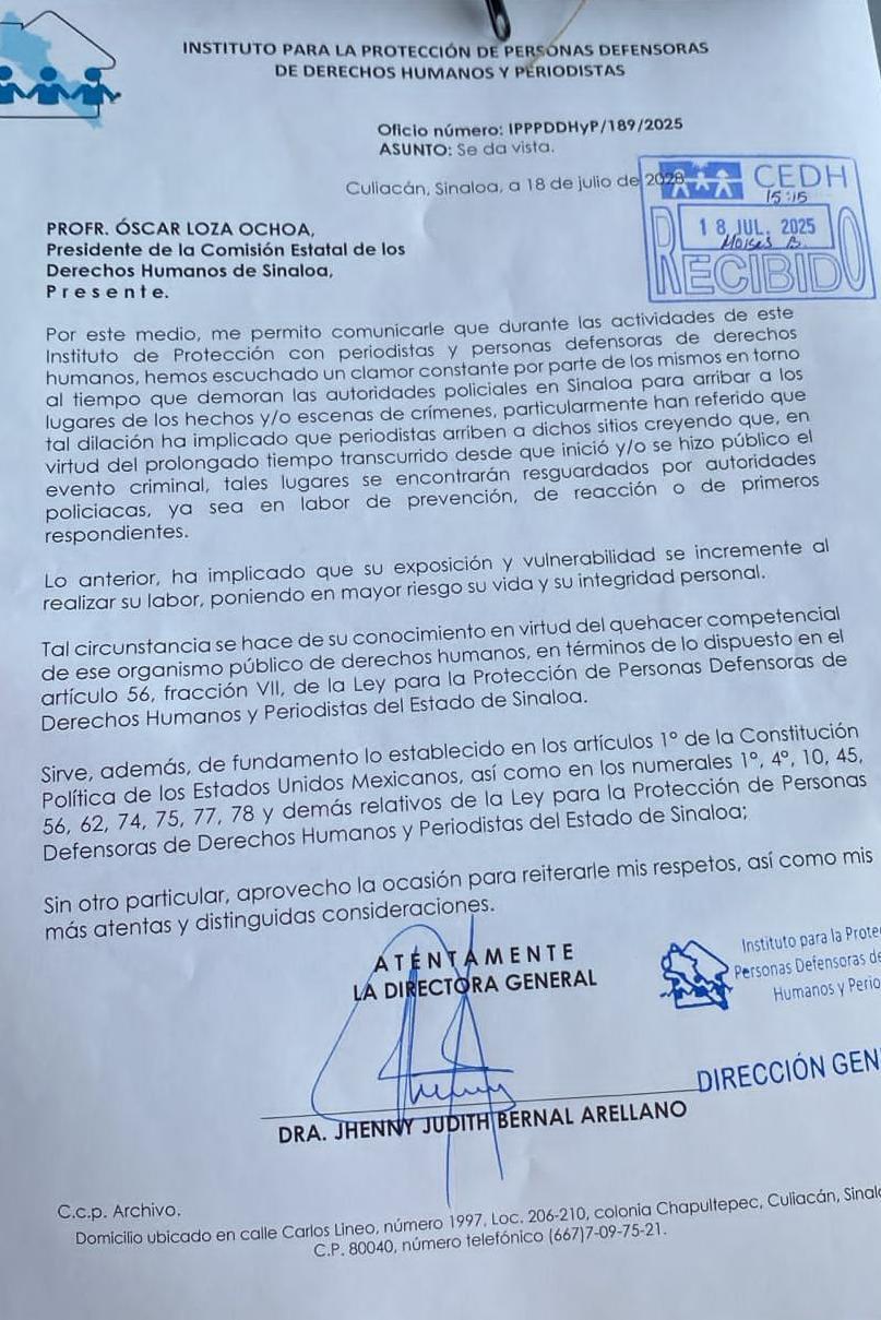 $!Instituto de Protección de Periodistas y Activistas alerta a CEDH por demora policial en escenas del crimen