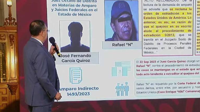 En la conferencia mañanera del Presidente, exhiben a juez que otorgó un amparo contra la extradición de Rafael Caro Quintero.