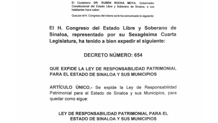 La ley fue publicada en el Periodico Oficial del Estado de Sinaloa este 3 de enero, después de ser aprobada por el Congreso de Sinaloa.