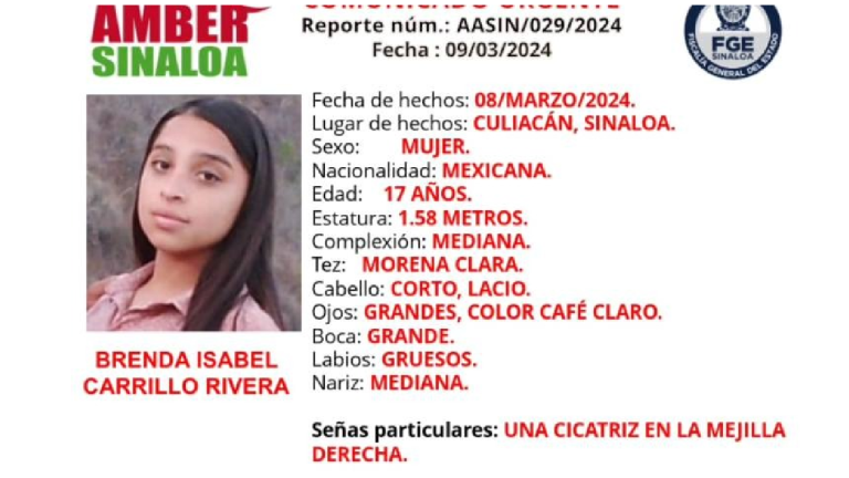 Brenda Isabel Carrillo Rivera, de 17 años, fue la última vez vista en Culiacán