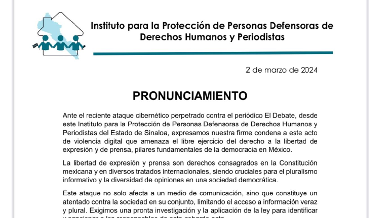 El instituto catalogó el ataque como una agresión digital que amenaza el ejercicio de la libertad de expresión.