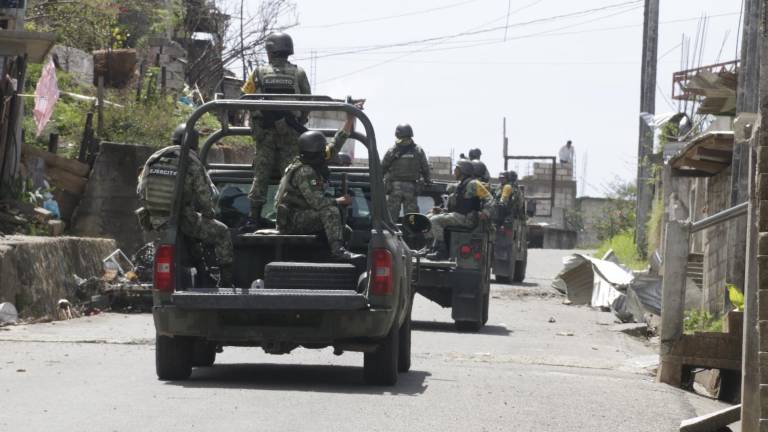Presencia militar en Pantelho, Chiapas, México, tras días de enfrentamientos con grupos armados, en junio de 2021.