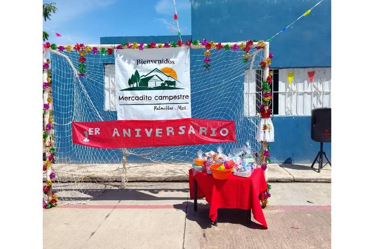 Organización del Mercadito Campestre en la comunidad de Palmillas, en Mazatlán.