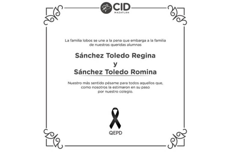 Participación por el deceso de las niñas Regina y Romina, de Mazatlán.