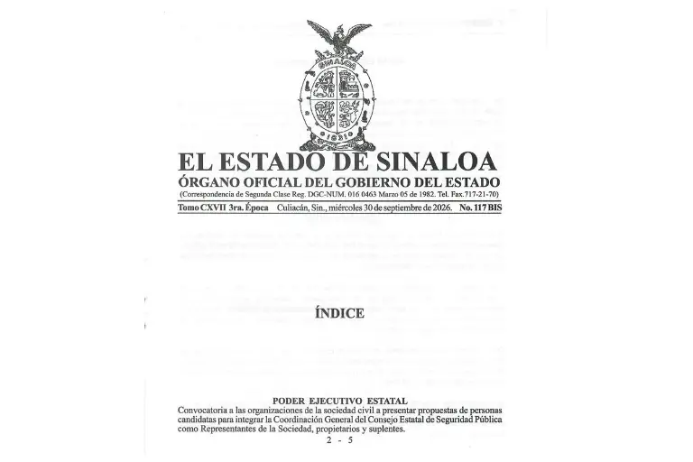 Convocatoria para renovar a los integrantes del Consejo Estatal de Seguridad Pública de Sinaloa.