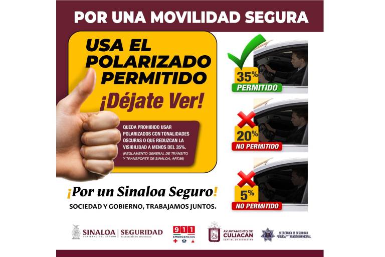 Multarán a conductores con polarizado fuera de norma a partir de septiembre en Culiacán