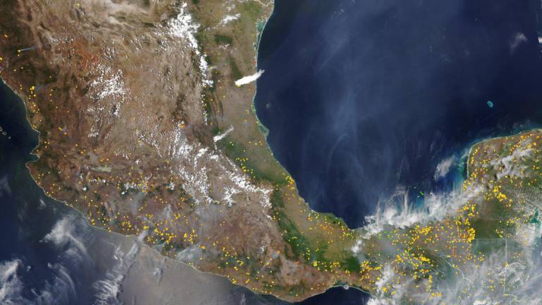 En la imagen se informa sobre el humo proveniente de la quema estacional en el sur de México y Centroamérica.