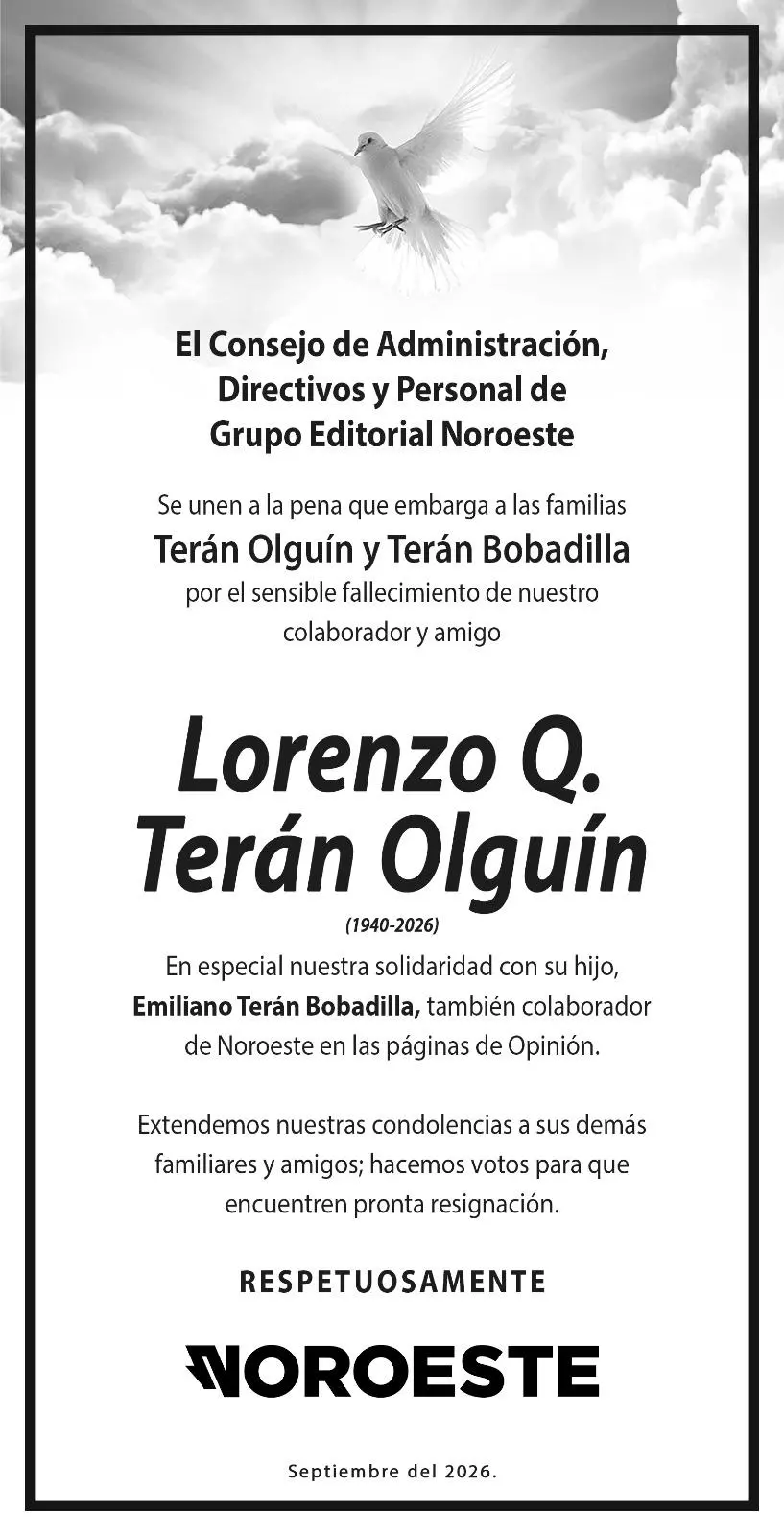 $!Muere Lorenzo Terán Olguín, periodista, editor e historiador sinaloense