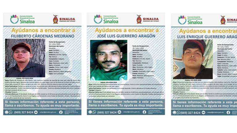 Tres hombres desaparecen el mismo día en el Fraccionamiento Santa Fe de Mazatlán