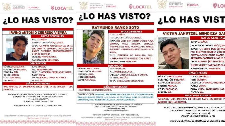 Familiares, amigos y estudiantes del Tecnológico de Acapulco han exigido la aparición con vida de los tres jóvenes desaparecidos.