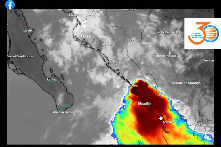 Se registra zona de baja presión en el sur de Sinaloa; mantiene desplazamiento hacia el norte