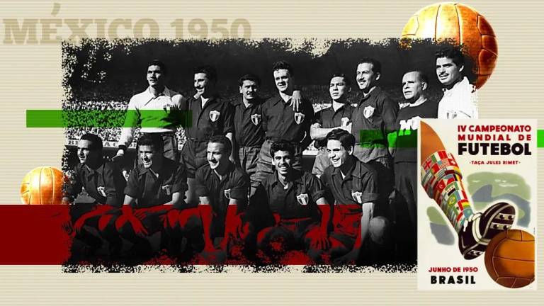 La Selección Mexicana de futbol que disputó la Copa del Mundo enBrasil 1950.