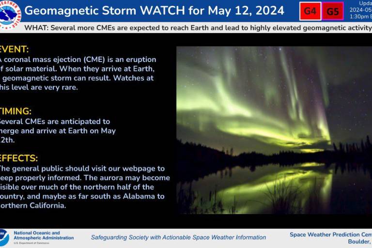 Tormenta geomagnética extrema G5 llega a la Tierra, alerta la NOAA