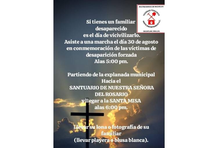 Invitan a visibilizar a los desaparecidos con marcha y misa en Rosario