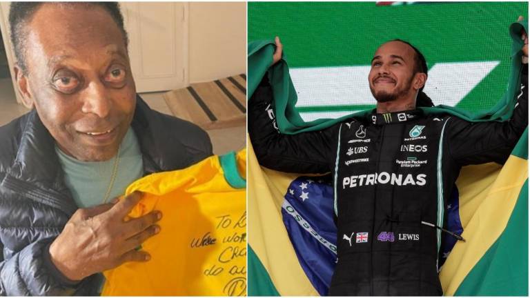 Pelé celebra la victoria de Lewis Hamilton en el Gran Premio de Brasil
