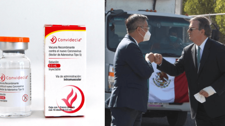 Primera carga de 940,020 vacunas de una sola dosis de CanSino sale de Querétaro; Ebrard lo celebra