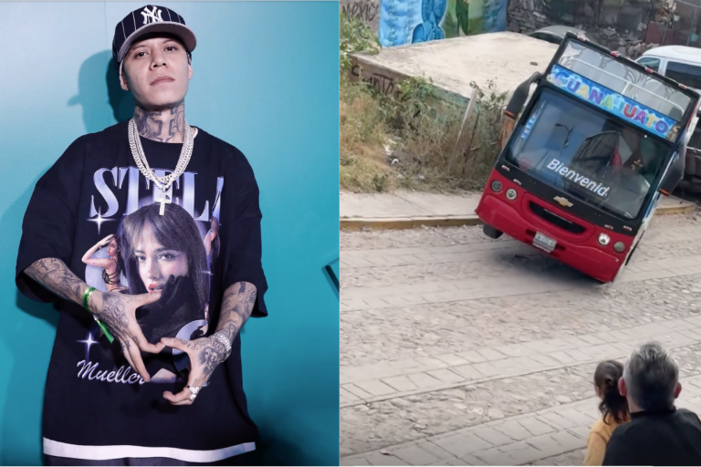 Sufre Santa Fe Klan accidente en autobús de dos pisos