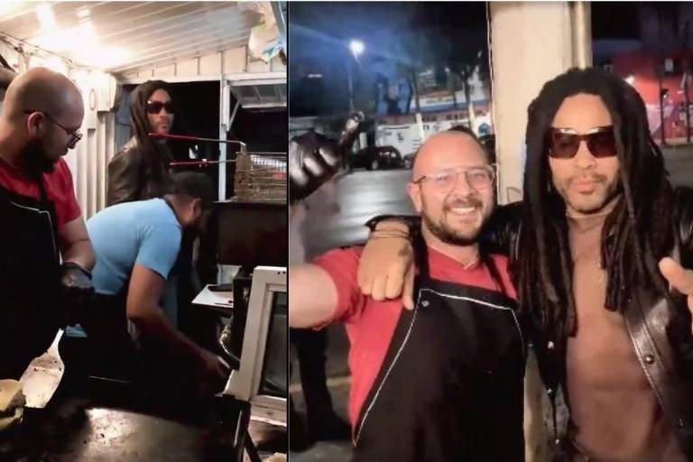 Disfruta Lenny Kravitz una hamburguesa en un puesto de la Ciudad de México