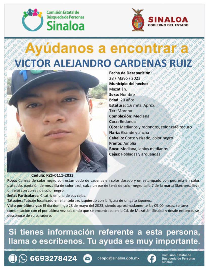 $!Reportan dos desaparecidos en Mazatlán; son César y Víctor