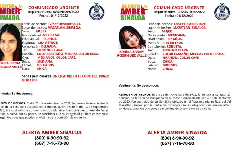 Emiten Alerta Amber por hijas no localizadas de Jorge Rodríguez Pasos