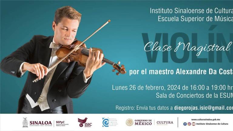 Invitan a Clase magistral de violín con Alexandre Da Costa