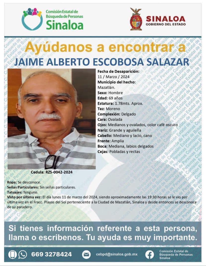$!Jaime Alberto está desaparecido desde el 11 de marzo en Mazatlán