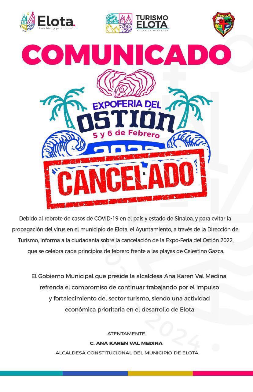$!Por Covid, cancelan la Expo Feria del Ostión 2022 en Elota