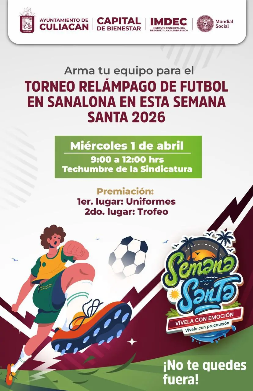 $!Convocan al Torneo Relámpago de Futbol en Sanalona durante Semana Santa