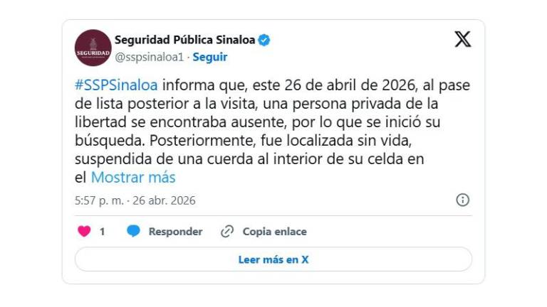 El hecho fue detectado durante el pase de lista realizado después del horario de visita.