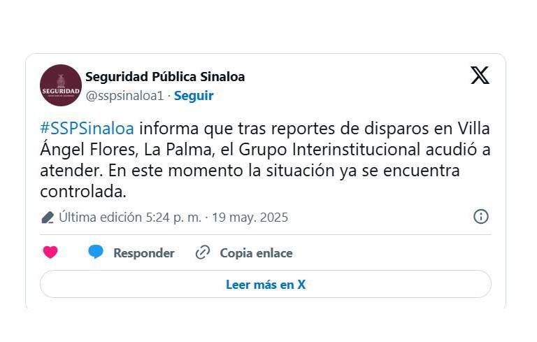 Enfrentamiento en La Palma ya se encuentra controlado por las autoridades: informa SSPE