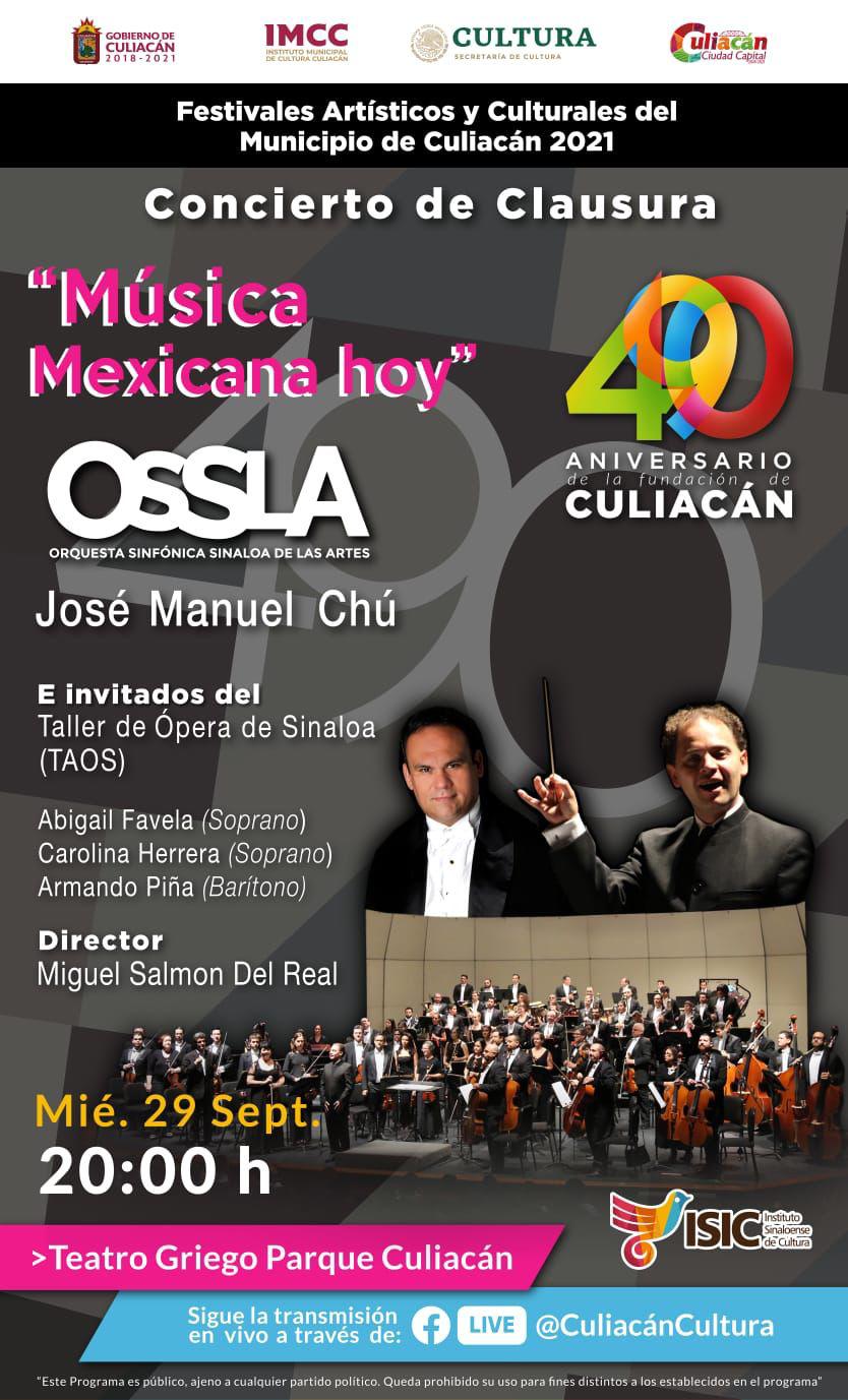 $!Este miércoles, noche gratuita de música mexicana para cerrar los festejos del 490 aniversario de fundación de Culiacán
