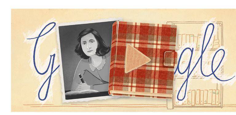 Ana Frank decora el portal principal de Google en el 75 aniversario de la publicación del libro ‘El diario de Ana Frank’.