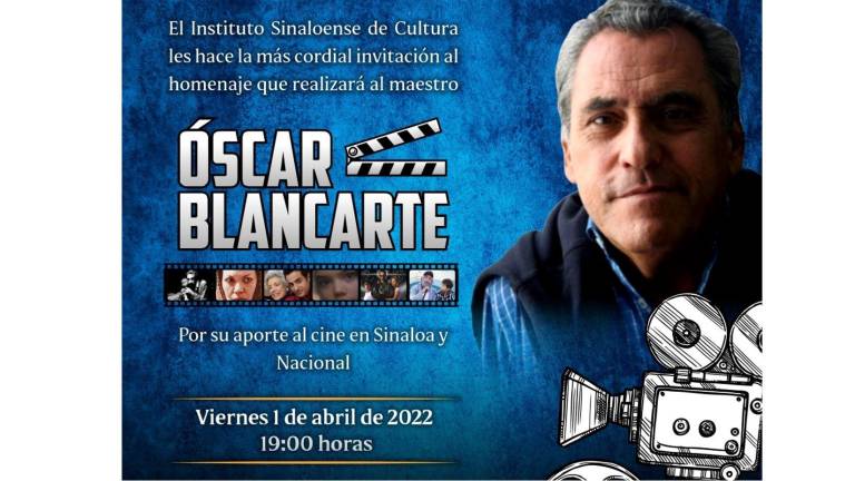 El artista mazatleco Óscar Blancarte será homenajeado en el Museo de Arte de Mazatlán por las aportaciones que ha hecho al mundo del cine en Sinaloa.