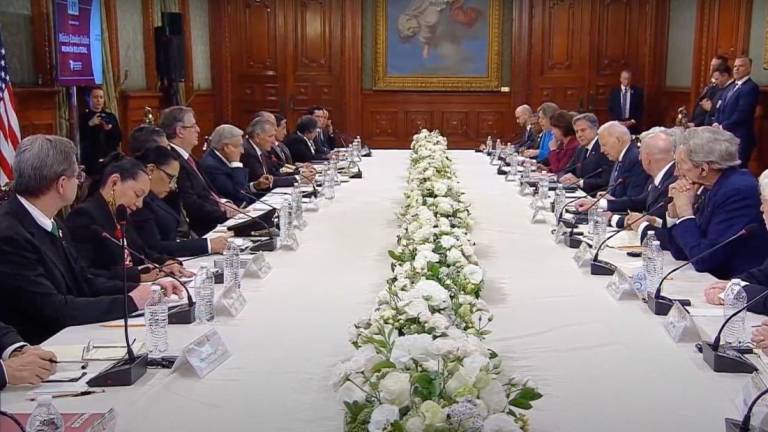 Los presidentes de México y EU durante una reunión bilateral llevada a cabo en el Palacio Nacional en la Ciudad de México.