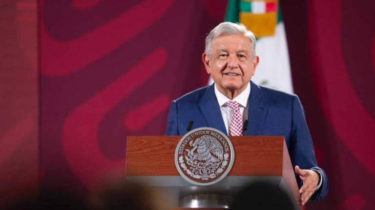 Andrés Manuel López Obrador en la conferencia matutina en Palacio Nacional.