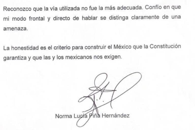 Ministra Piña reconoce que escribió mensajes a senador Armenta; afirma que no hubo amenazas