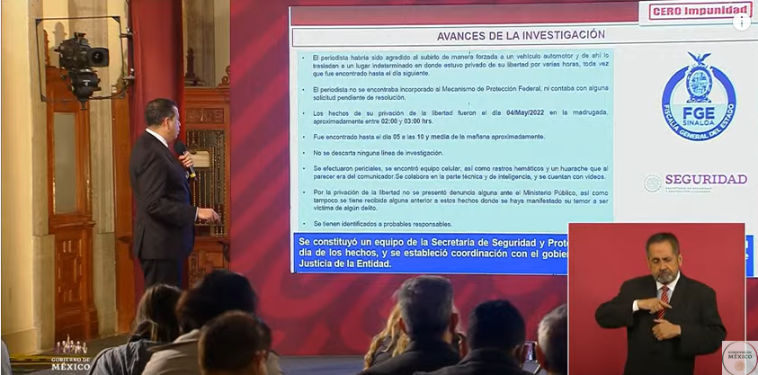 $!El Gobierno de México reporta que ya tienen identificados a responsables del asesinato de Luis Enrique Ramírez