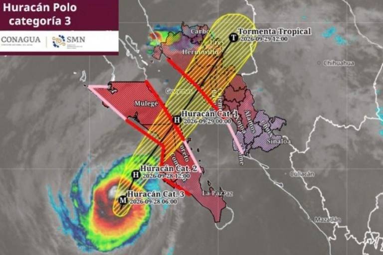 Ubicación y trayectoria del huracán Polo, que se encamina hacia Baja California Sur.