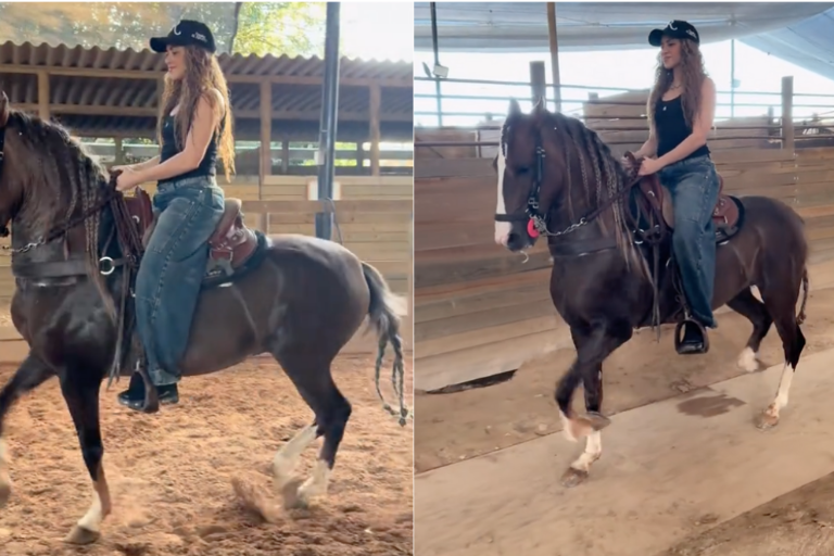 Muestra Shakira su experiencia montando caballos, en la finca de Maluma